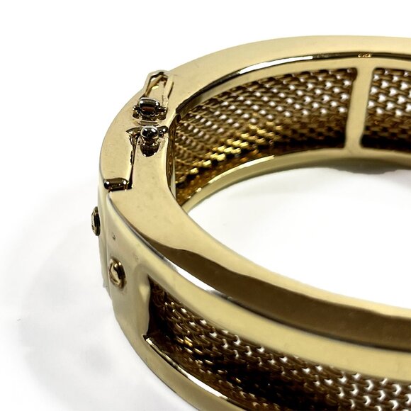 Vintage RLL RALPH LAUREN Bracelet Hinged Cuff Bangle Mesh Gold Tone Small - Picture 5 of 9